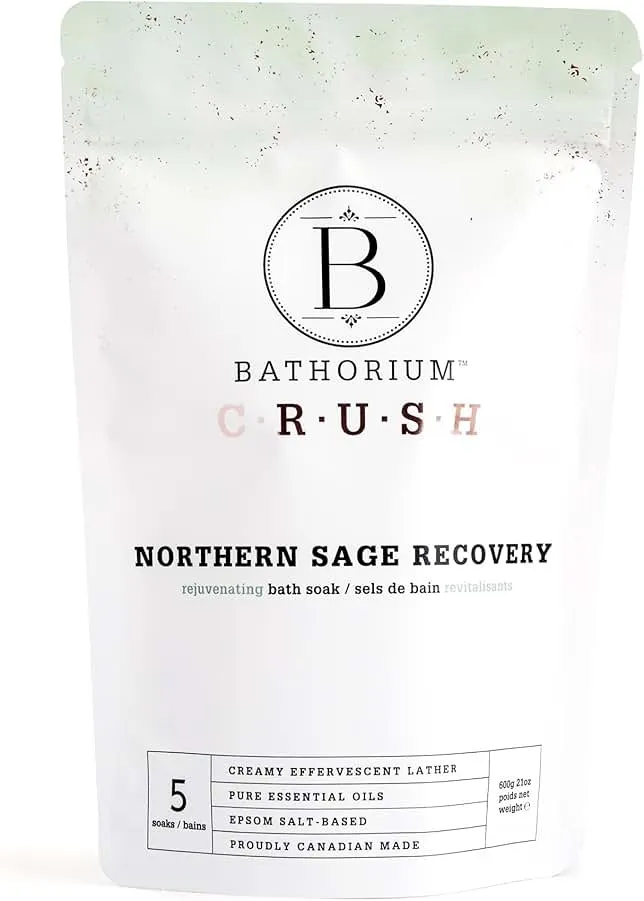 Bathorium Northern Sage Recovery Crush, Revitalizing Bath Soak, Dead Sea & Epsom Salt, Sage, Pine, Eucalyptus, pH-Balanced for Wome…