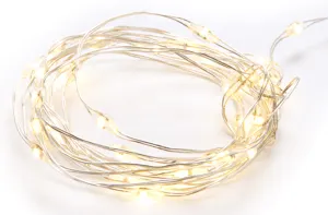 Guirnalda iluminada decorativa con 40 bombillas LED blanco cálido de 1.97 metros de iluminación para interior a pilas