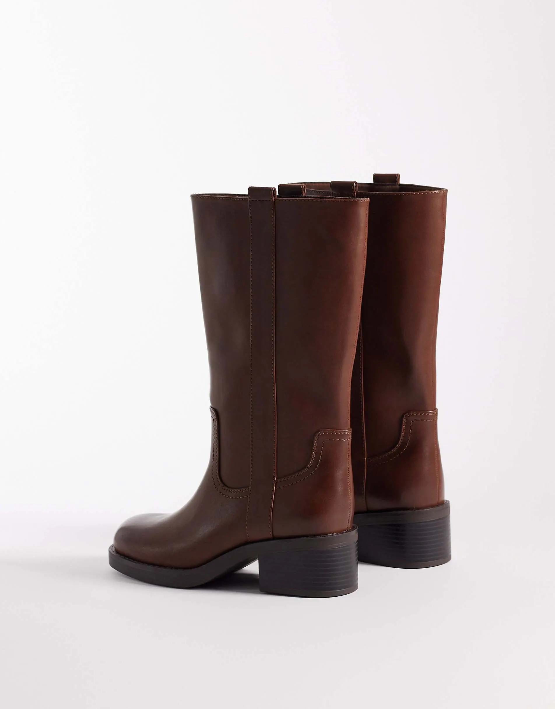 ASOS DESIGN Cherry pull on trucker boots in chocolate