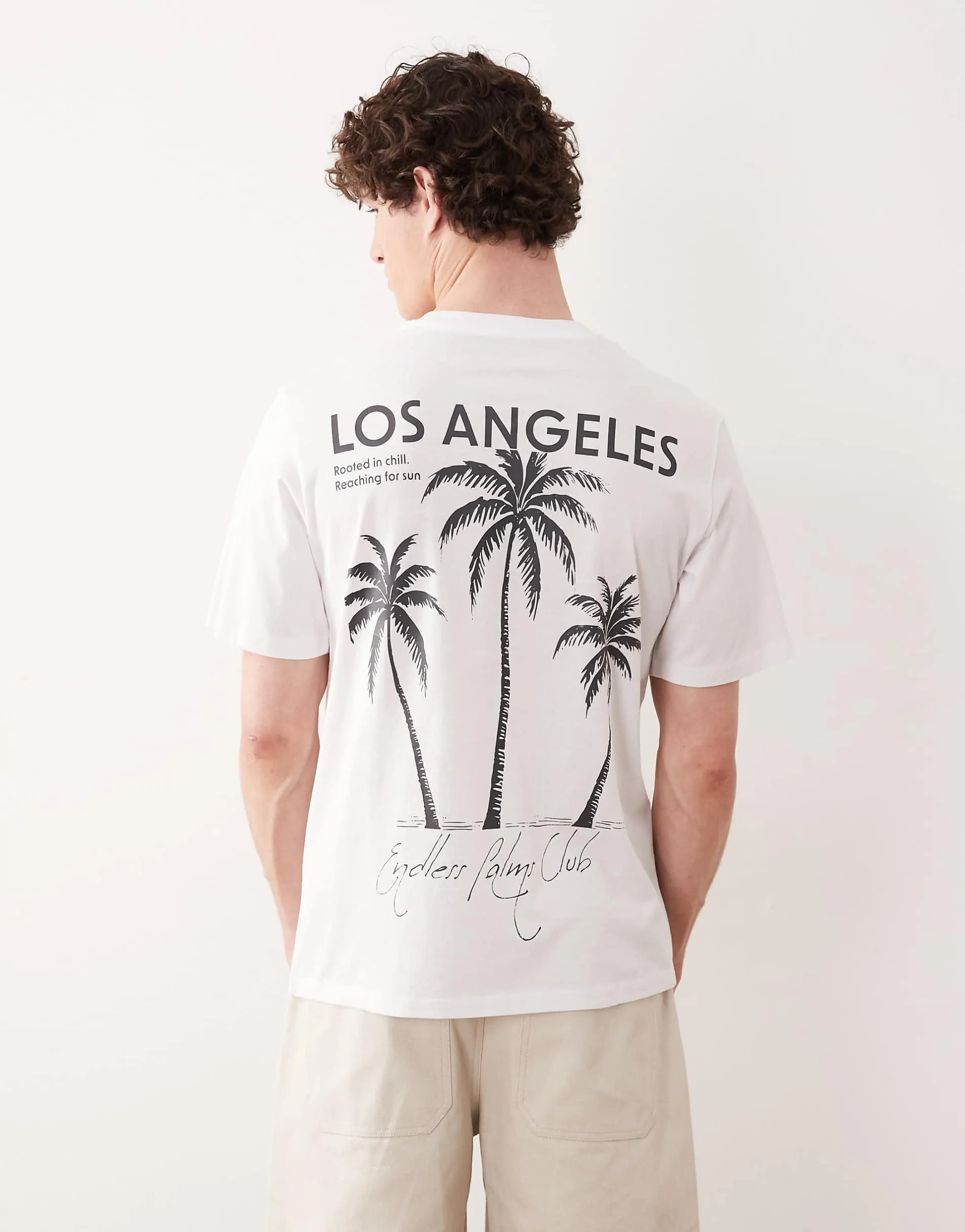 Jack & Jones oversized t-shirt with los angeles back print in white