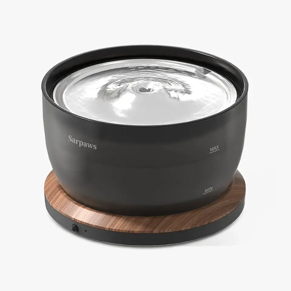 Sarpaws Cat Water Fountain, Wireless Battery Operated 101oz/3L Pet Fountain with 304 Stainless Steel Tray, 2 Flow Modes, Ultra Quiet for Cats and Small Dogs