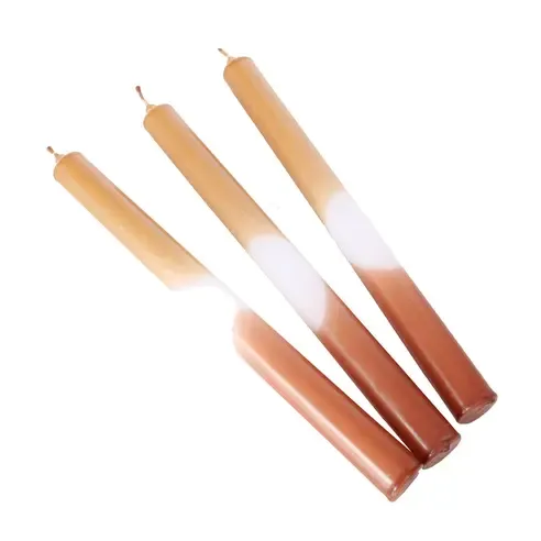 3er-Set Stabkerzen - braun-orange - 25,5 cm