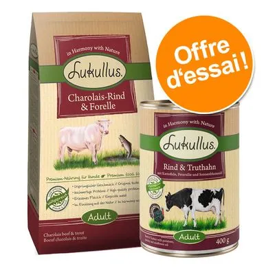 Offre Lukullus : croquettes 1,5 kg + boîtes 6 x 400 g