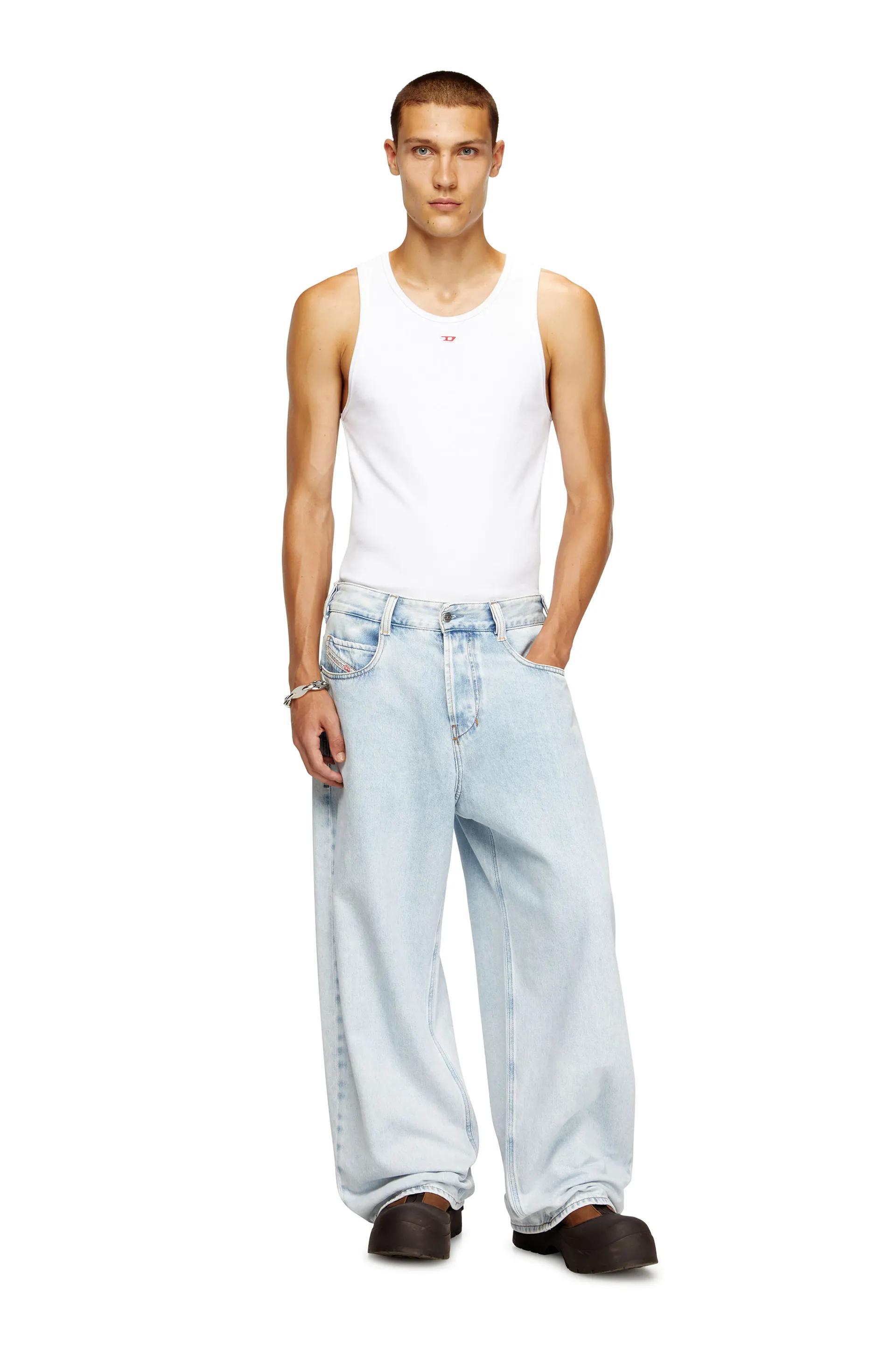 Tank top with mini D logo patch