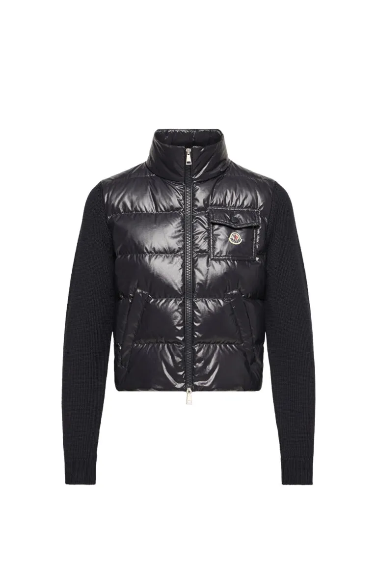 Padded Zip-Up Wool Cardigan - Marine