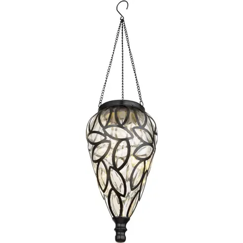 Solarleuchte - schwarz - Tropfenform - zum Hängen