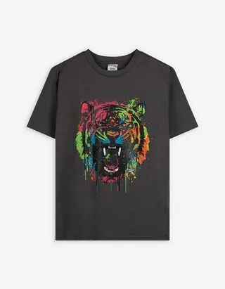T-shirt - Stampa frontale - Grigio scuro