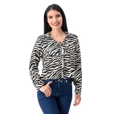 Blusa Mxstaza Mujer Animal Print Con Amarre Frontal