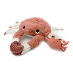 Peluche Ptipotos maman crabe Cassecou et son bébé terracotta
