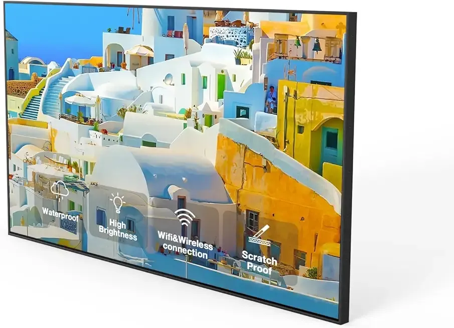 85 Inch Outdoor TV 3000 nits Full Sun LCD Smart TV 4K UHD Outside Television IP55 Weatherproof Ultra-Thin High Brightness All-Weather Wide Viewing Angle Commercial Grade Television