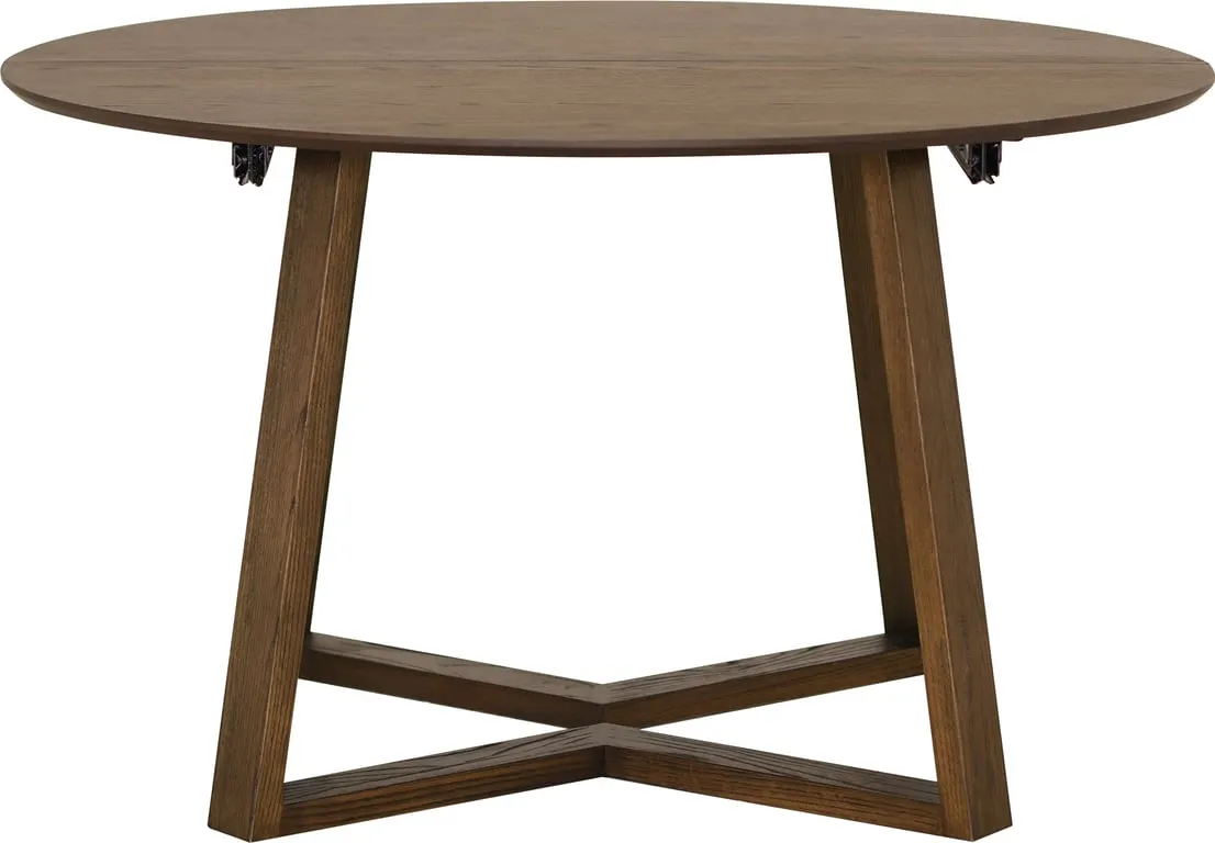 Borås spisebord Ø 130 cm m/2 ileggsplater Uttrekkbart, brunt