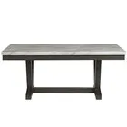 Everdeen Transitional Dining Table with Faux Marble Top and Trestle Base