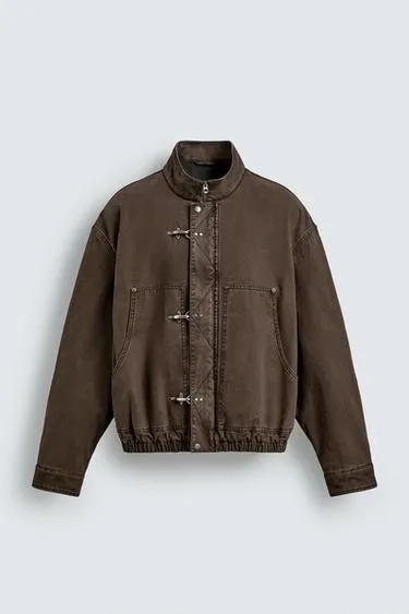 CROPPED RELAXED FIT FIREMAN CLASP JACKET