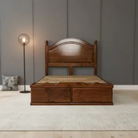 Cama con Sabanera Torneada Patas 3x3 - acabado miel -2plz