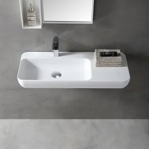 BERNSTEIN - Lavabo moderno 90x40x12cm Fregadero de hierro fundido, Lavabo de pared, sin grifo ni desagüe - TWG202