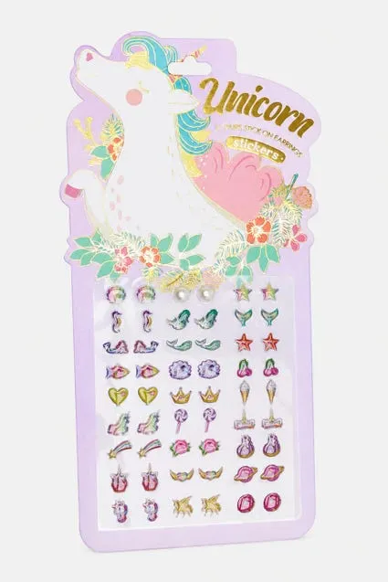 Kids 81 paar plakoorbellen unicorn