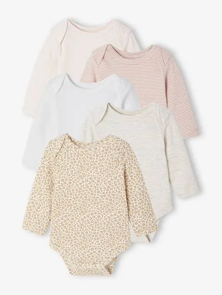 Lot de 5 bodies bébé fille ouverture américaine manches...