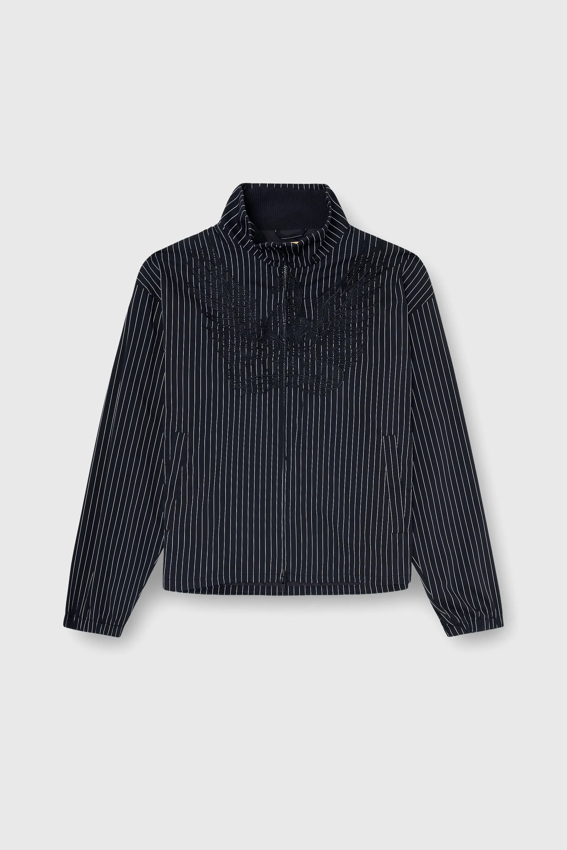 Nylon pinstripe Jacket with Phoenix embroidery