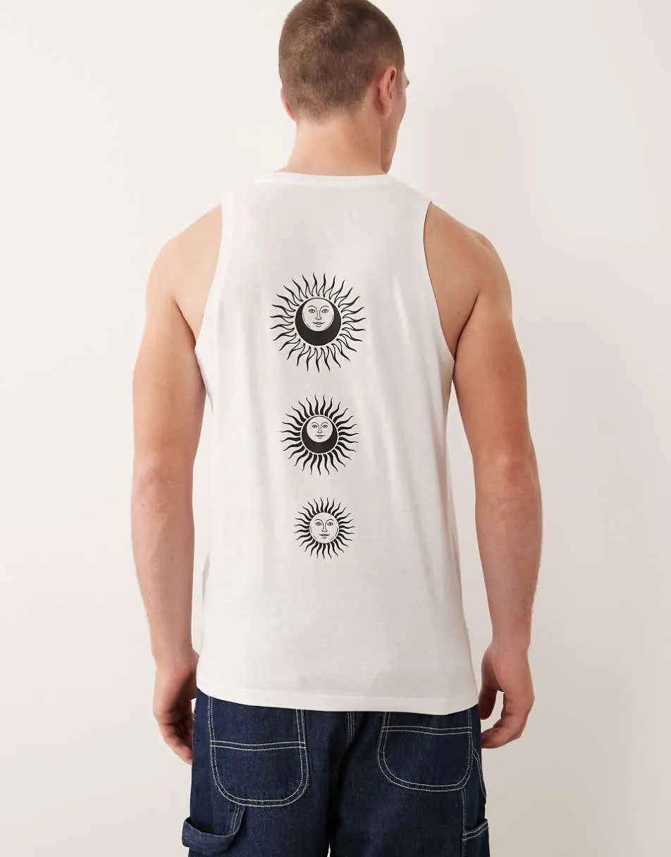 Jack & Jones oversized vest with sun back print in white