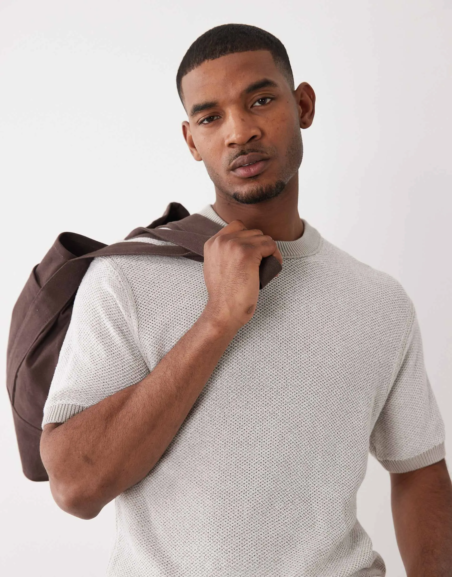 Hugo Boss regular fit knit short sleeve t-shirt in grey