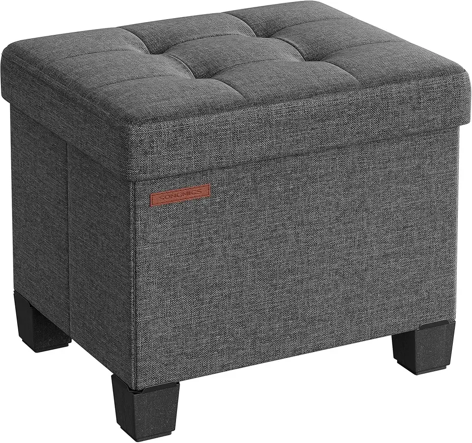 Storage Ottoman, Small Ottoman Foot Rest with Legs, 12.6 x 15.8 x 13.2 Inches Foot Stool, Load up to 660 lb, for Living Room, Bedroom, Dorm, Slate Gray ULSF012G01