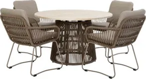 Intratuin 4-zits diningset Floris beige met Daphne taupe
