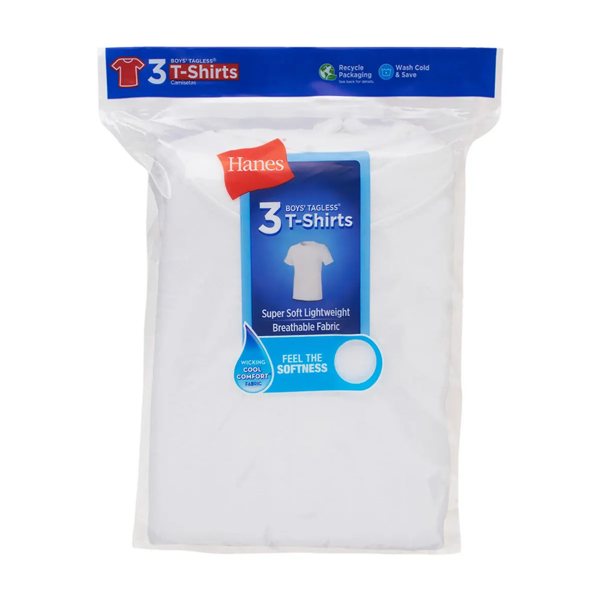 Hanes Boy's Tagless White Crew Neck T-Shirts, Size 4T, 3 pk