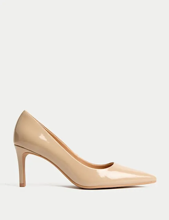 Patent Stiletto Heel Pointed Court Shoes