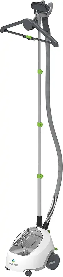 Steamfast SF-520 Full Size Fabric Steamer with Insulated Hose, Clothes Hanger, and Fabric Brush, Quick Heat-Up Time, 70-Ounce Water Tank, Chemical-Free Steam, Integrated Cord Wrap, White