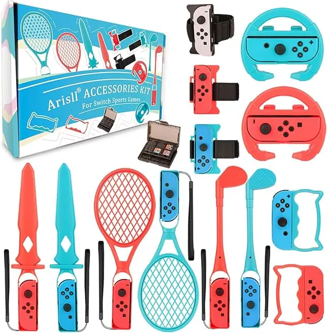 Switch Sports Accessories - Arisll 14 in 1 Switch Sports Accessories Kit for Nintendo Switch Sports,Family Accessories Bundle Kit Compatible with Switch/Switch OLED Sports Games