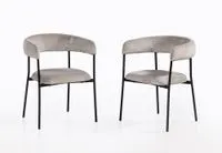 2er Set Esstischstühle mit Teddy-Stoff , ca. 57 x 58,5 x 74,5 cm - Hellgrau