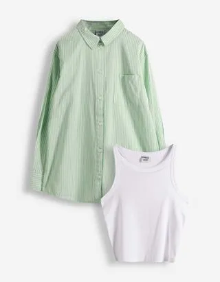 Set top + blusa - Twill - verde chiaro