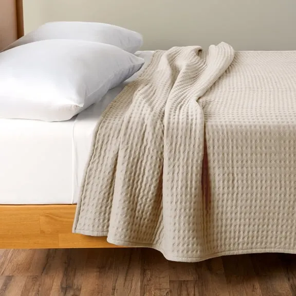 Allswell Cotton Crinkle Bed Blanket, Cream, Full/Queen, 90 in x 100 in $26.46