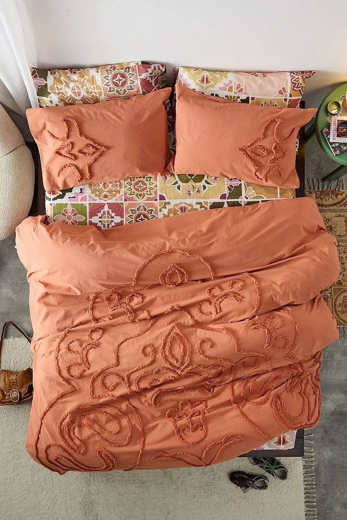 Set Copripiumino Trapuntato Terracotta Saffron
