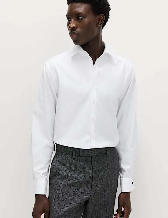 Normal geschnittenes, bügelleichtes Hemd aus edlem Baumwolltwill