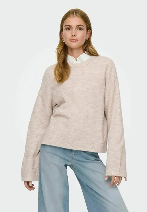ONLSIMONI L/S O-NECK PULLOVER KNT NOOS - Strikkegenser - pumice stone