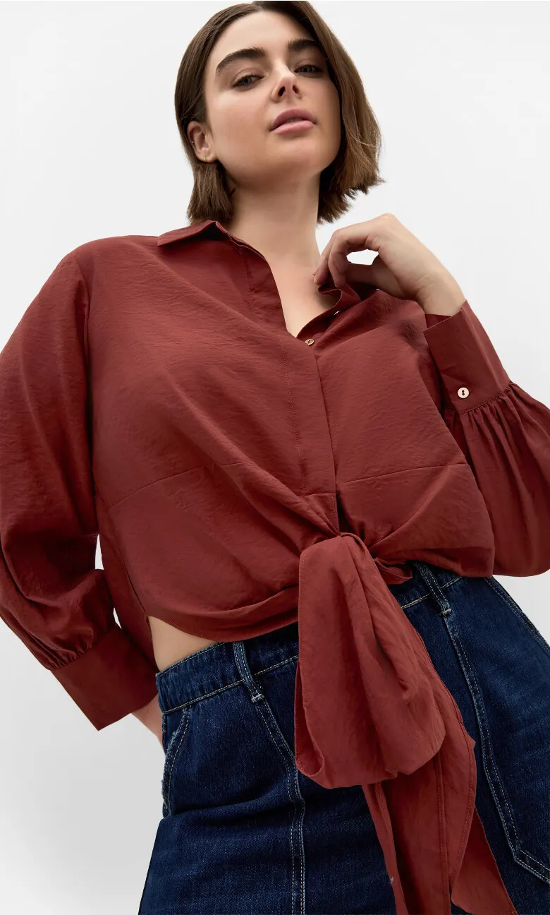 Elena Hem Detail Shirt - clove