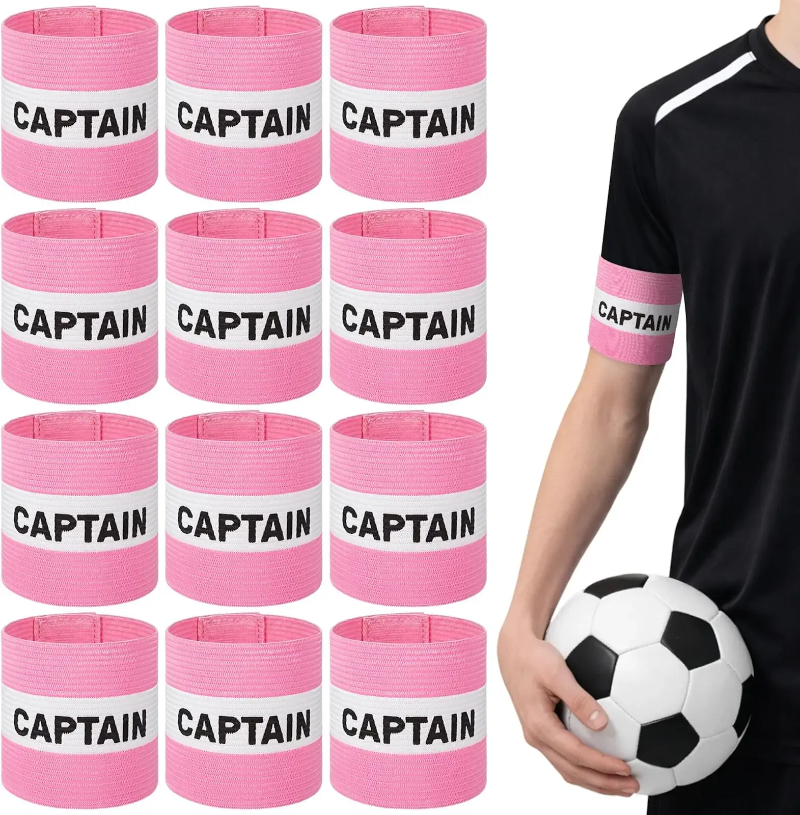 Soccer Captain Armband | Leader Arm Band Adult Youth, Adjustable Team Accessories, "Captain" Letter, for Basketball Hockey Rugby Volleyball