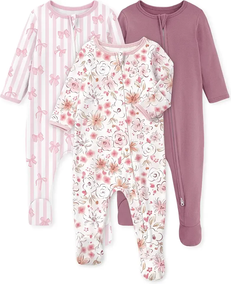 Baby Pajamas 100% Organic Cotton Baby Sleepers for Newborn 0-3 3-6 6-9 Months Boys Girl Clothes 3pcs Footed PJs