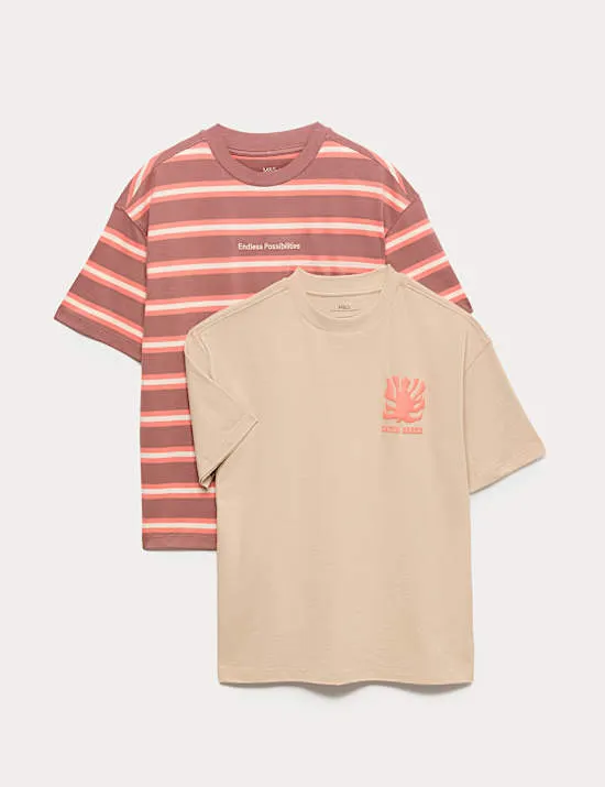 2er-Pack T-Shirts aus reiner Baumwolle mit Motiv (6–16 J.)