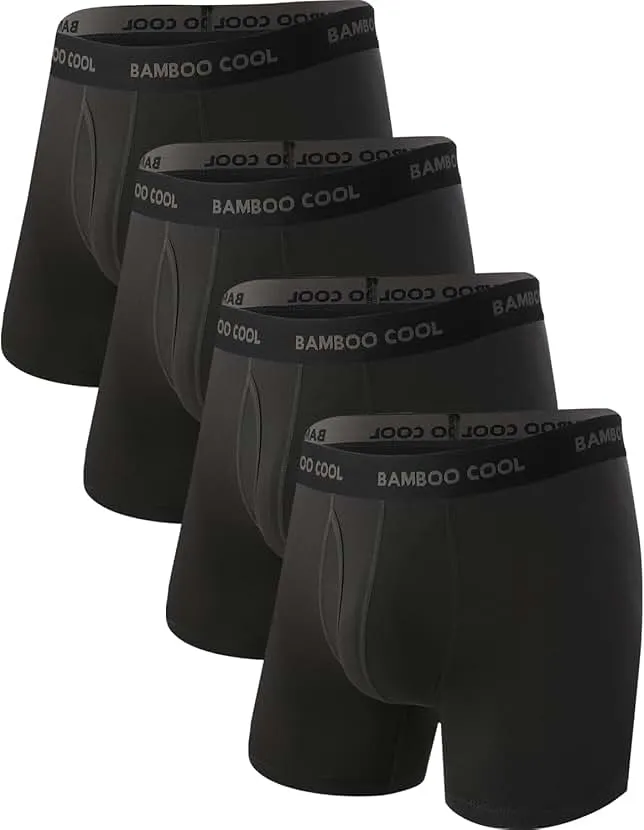 BAMBOO COOL Men's Ultra Breathable Underwear,No Riding Up Boxer Briefs with ComfortFlexible Waistband,Multipack