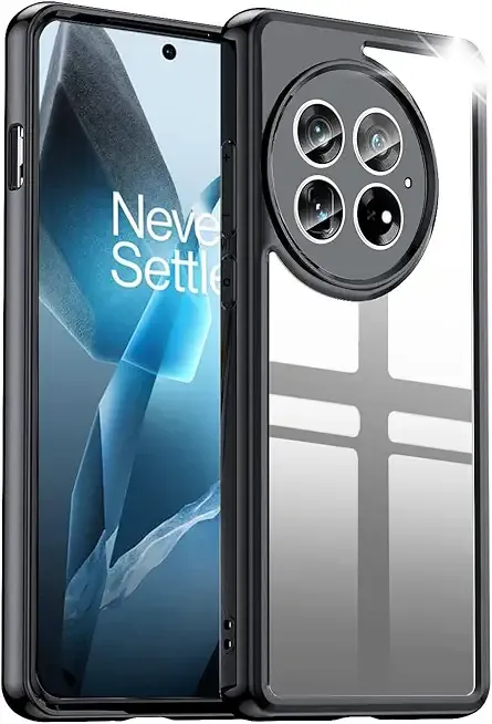 Case for OnePlus 13 5G(2024),[Hard PC Back+ Soft TPU Bumper] Slim Fit Shockproof Protective Cover Silicone Phone Case for OnePlus 13, Clear Black