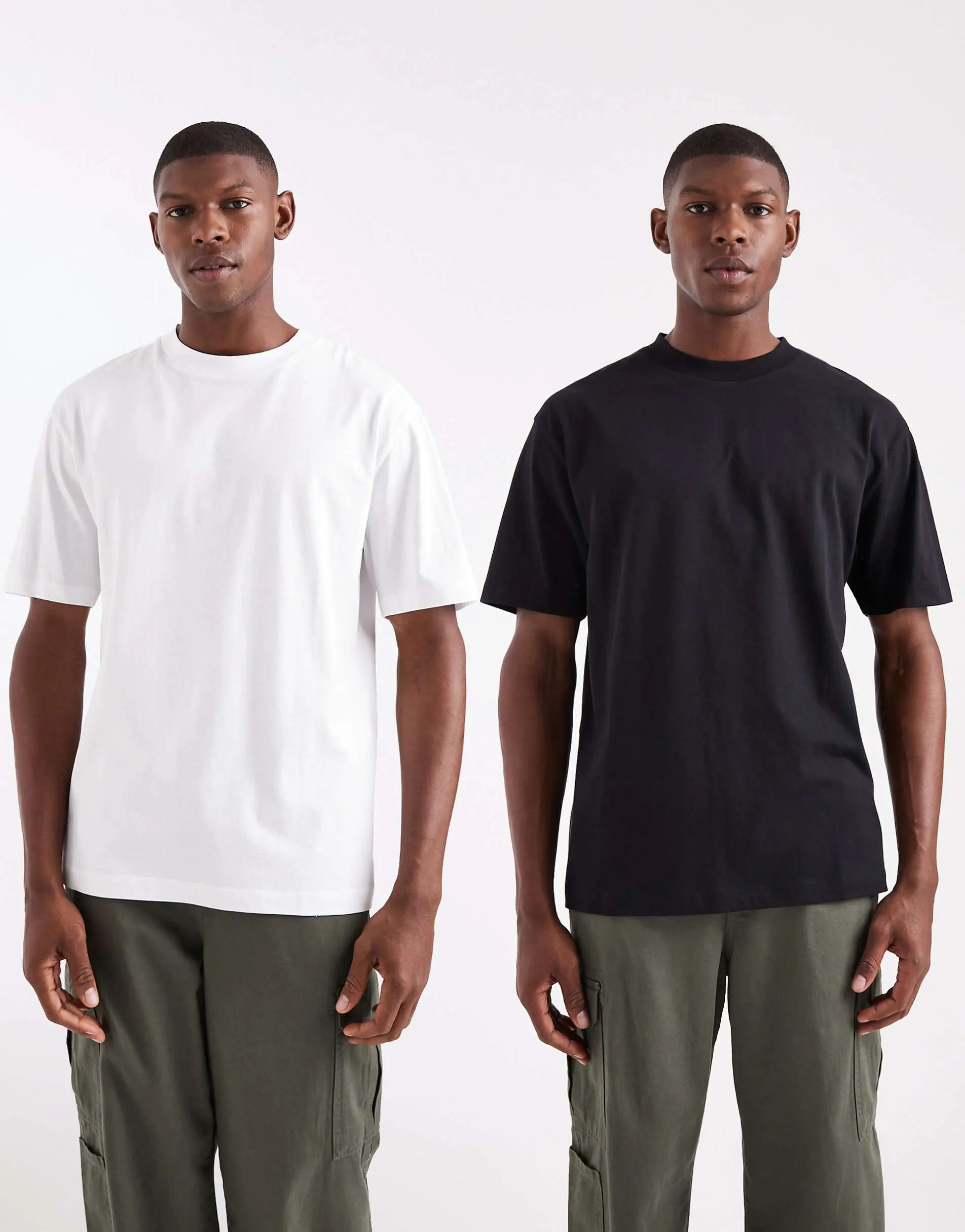 ASOS DESIGN Essentials 2 pack relaxed t-shirts in black and white
