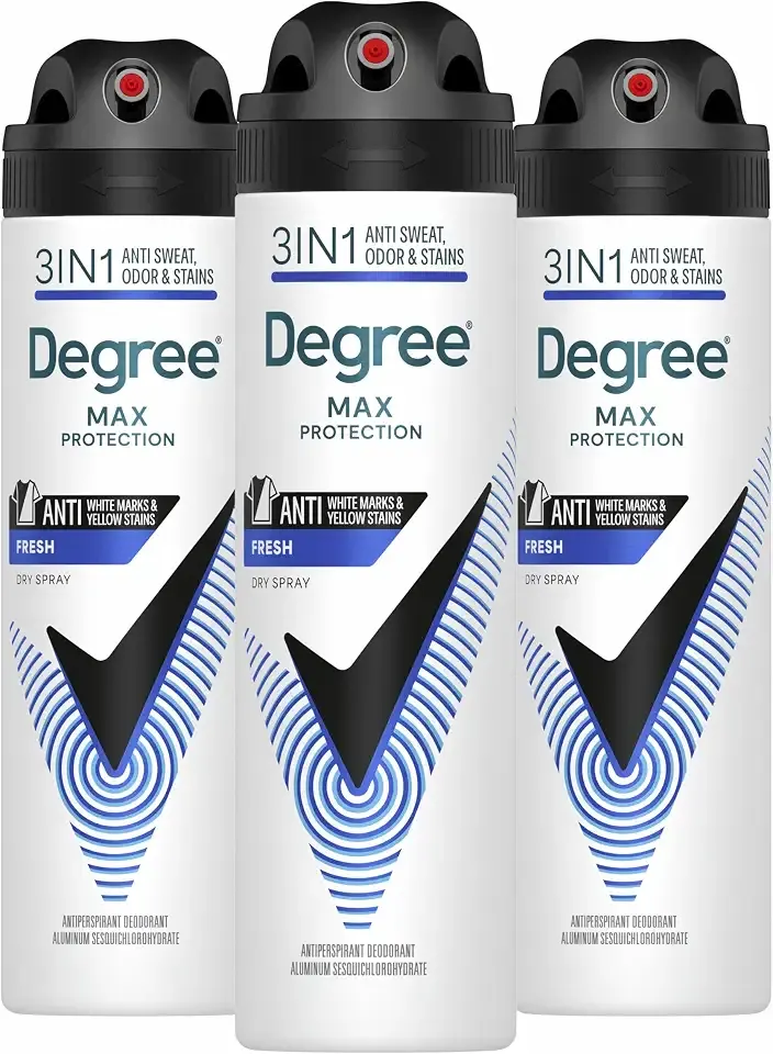 Degree Men Antiperspirant Spray Black + White 3 Count Protects from Deodorant Stains Instantly Dry Spray Deodorant 3.8 oz