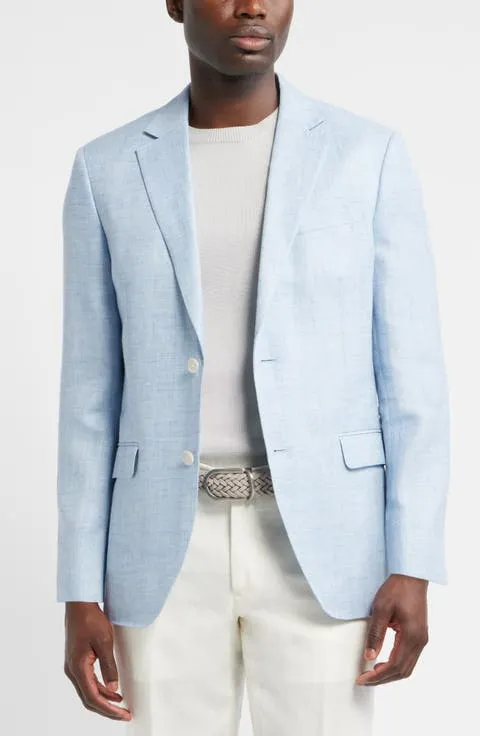Henrik Trim Fit Light Blue Slub Linen & Wool Sport Coat