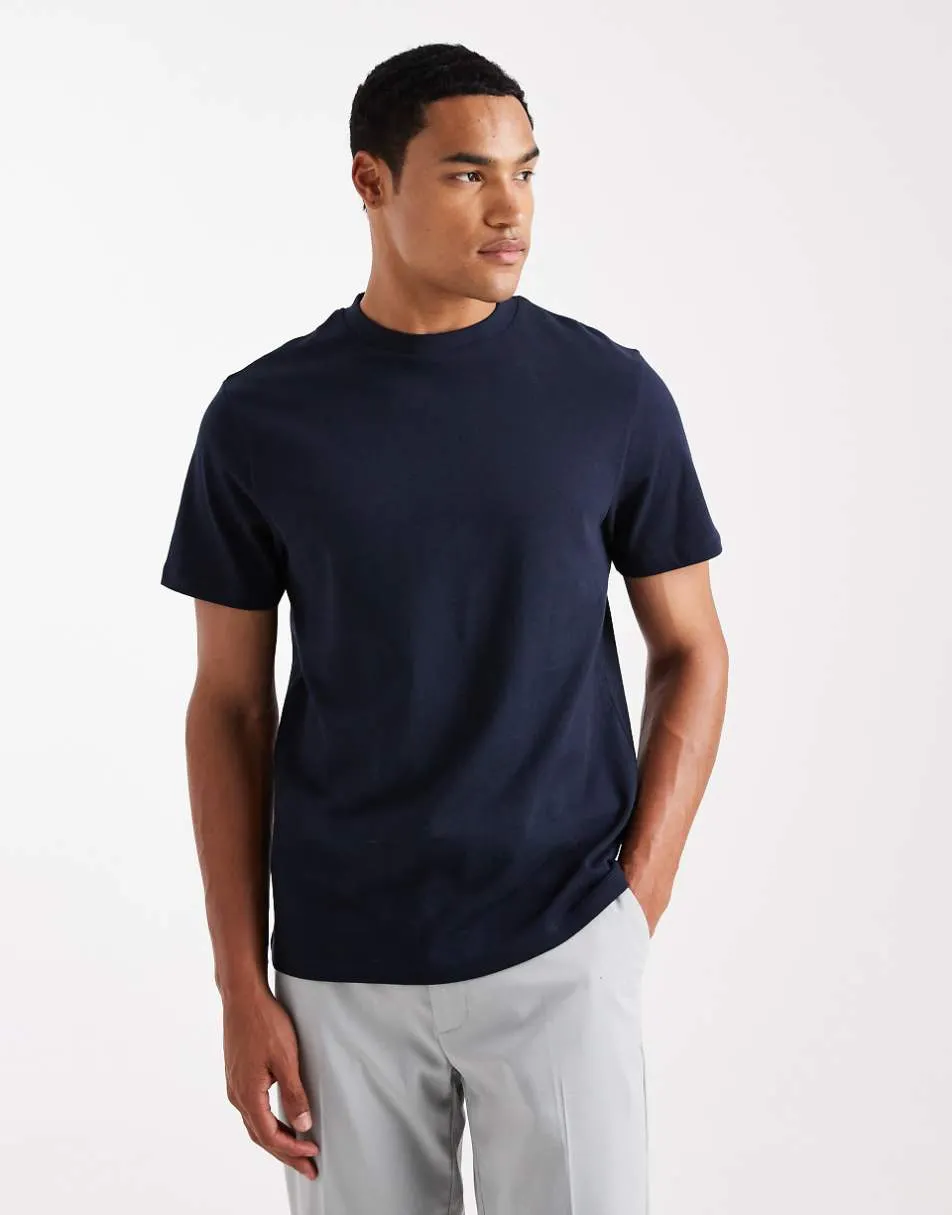 ASOS DESIGN heavyweight crew neck t-shirt in navy