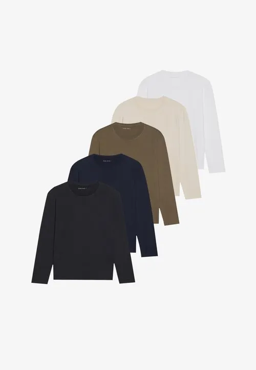 5 PACK - Topper langermet - white/beige/olive