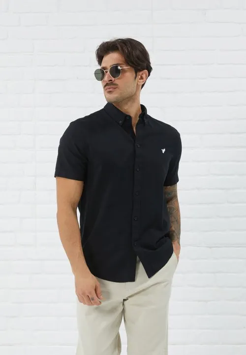 SHORT SLEEVE OXFORD - Skjorte - black