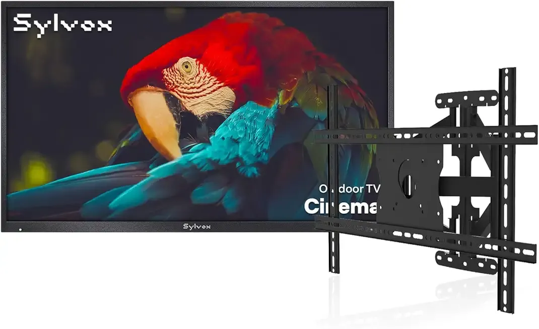 SYLVOX 75 inch Outdoor Mini-LED QLED TV with Wall Mount, 4K UHD, 2000 Nits Full Sun, Anti-Glare Screen, 120Hz, IP56 Waterproof, Dual 30W Dolby Atmos Speaks (Cinema/2025)