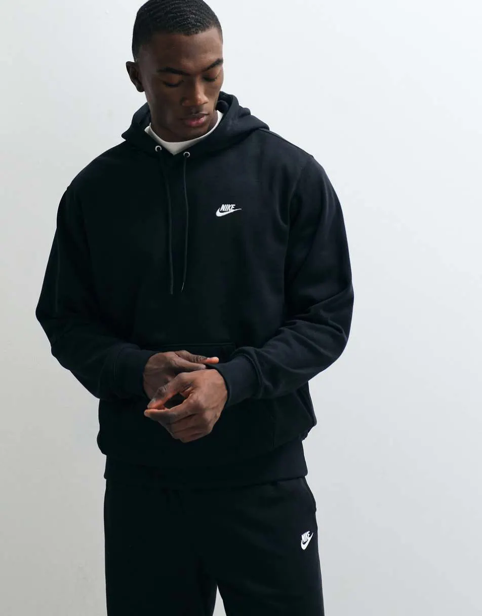 Nike Club French Terry hoodie in black